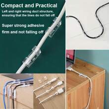 20 Pieces Set Of Adhesive Cable Clamps, Transparent Wire Brackets For Power Cord Management, Plastic Cable Organization Clamps For Walls And Under Tables, Adhesive Hooks, Towel Hanger Rack, Bedroom Wall Decor, Hangers, Hooks, Hanger, Back To School, Shelves, Organization And Storage, Key Holder, Key Holder Wall, Key Hanger, Sticker Hook, Door Hanger, Room Decor Bedroom, Kitchen Accessories - Clear - View 3