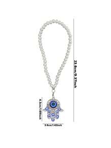 1pc Devil's Eye Faux Pearl Car Interior Decor Pendant - Silver - View 4