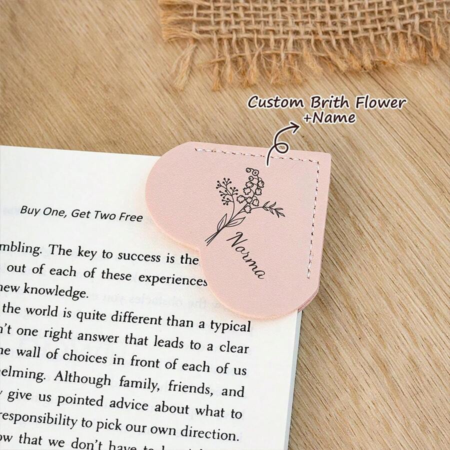 Personalized Birthday Flower Bookmarks, Heart-Shaped Page Corner Bookmarks, Student Back-To-School Gifts, Women's Back-To-School Leather Reading Gifts - Multicolor - View 1