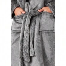 City Comfort Luxury Super Soft Dressing Gown Bathrobe - Grey - View 4