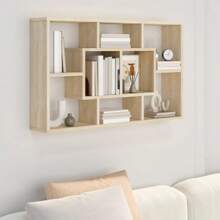 Sonoma Oak Wall Shelf Engineered Wood Storage Solution 82.5 Cm Modern Home Decor - Brown - View 1
