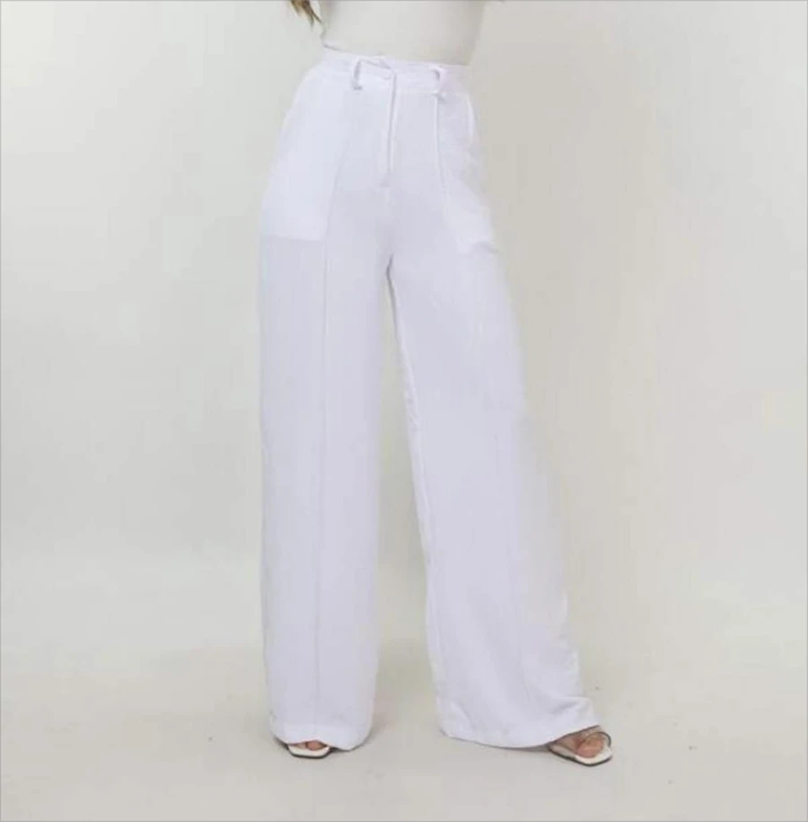 Duna Pantalona Crepe Trousers - White - View 1