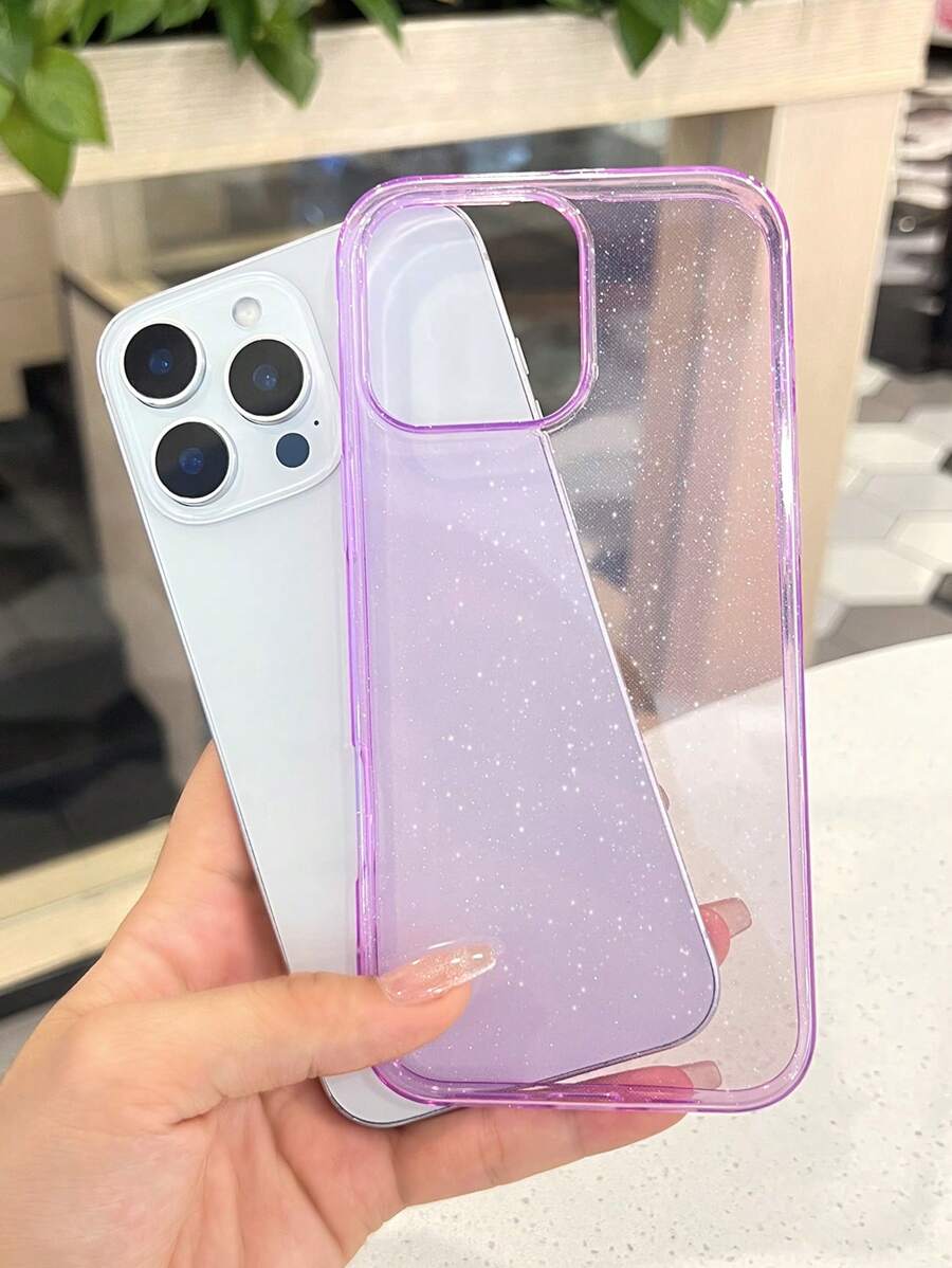 Sparkly Sequin TPU 1pc Fashionable Shiny Translucent Purple TPU Material Phone Case Compatible With IPhone 17/17 Pro/17 Pro Max/Air/7/8/7 Plus/8 Plus/X/XS/XR/XS Max/11/11 Pro/11 Pro Max/12/12 Pro/12 Pro Max/13/13 Pro/13 Pro Max/14/14 Pro/14 Plus/14 Pro Max/15/15 Pro/15 Plus/15 Pro Max/16/16 Pro/16 Plus/16 Pro Max Birthday Gift Party - Purple - View 1