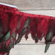 1 metro 1 pieza de plumas de estilo moderno, ribete de tela exquisito de plumas Yongji, cinturón de tela hecho a mano, accesorio de arte de enchufar, decoración de escenario, material para atrapasueños, varita para gatos, ropa, disfraces, accesorios para fiestas y tocados