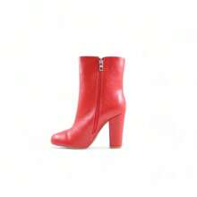 Womens Block Heel Ankle Bootie - Red - View 2