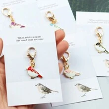 励志“当知更鸟出现时”钥匙扣，带龙虾扣，可爱动物饰品，适合女士，生日礼物，情人节，婚礼派对装饰，学校背包，动物汽车配件，哥特式 Y2k 包袋配件，带身份证夹的挂绳，汽车配件，包袋饰品 - 彩色 - 查看 1