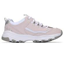 Skechers 女士 D'LITES 系列时尚系带休闲鞋，厚底舒适熊猫运动鞋。37 码及以上建议订购小半码。 - 白色/淺粉紅色 - 查看 5