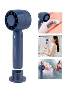 1pc Portable USB Rechargeable Mini Fan, 3-Speed Adjustable Quiet Handheld Fan For Eyelash Extension Drying, Air Conditioner Cooling (Blue) - Blue - View 2