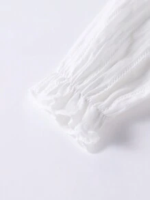 1pc Girls' Sweet Embroidered Pattern Collar Long Sleeve Blouse, Spring & Autumn