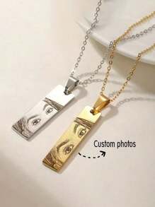 1 pieza Collar personalizado con foto de acero inoxidable, joyería personalizada con diseño único de ojo humano, regalo de aniversario perfecto para novio, regalo ideal para parejas