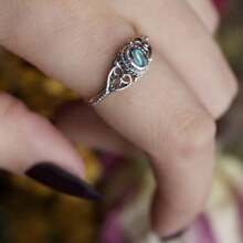 Vintage Ring Inlaid Egg Shape Silver Plated Zirconia Reflecting Colorful Lights Retro Celtic Flower Design On The Band Match Daily Outfits Party Accessory Valentines,Mom,Mother,Mother's Day,Gift