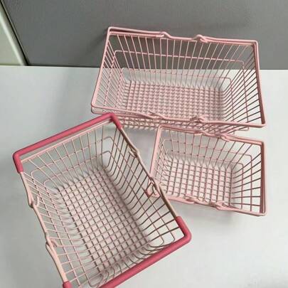 1pc Mini/Grande Tamanho Bonito Cesta de Armazenamento de Mesa, Estilo Meninas Mesa Top Organizador Cesta Tote, Para Dormitório Estudantil