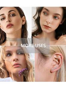 AVYRING 35pcs Fake Belly Piercing Cubic Zirconia Fake Belly Button Rings Fake Ear Lip Eyebrow Fake Nose Ring No Piercing Nose Studs Fake Piercing Jewelry - Multicolor - View 2