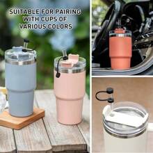 硅胶防溢塞套装适用于 2.0 30 盎司和 40 盎司杯子，带吸管盖（激情粉红黑色和白色）配件吸管﻿ - 彩色 - 查看 5