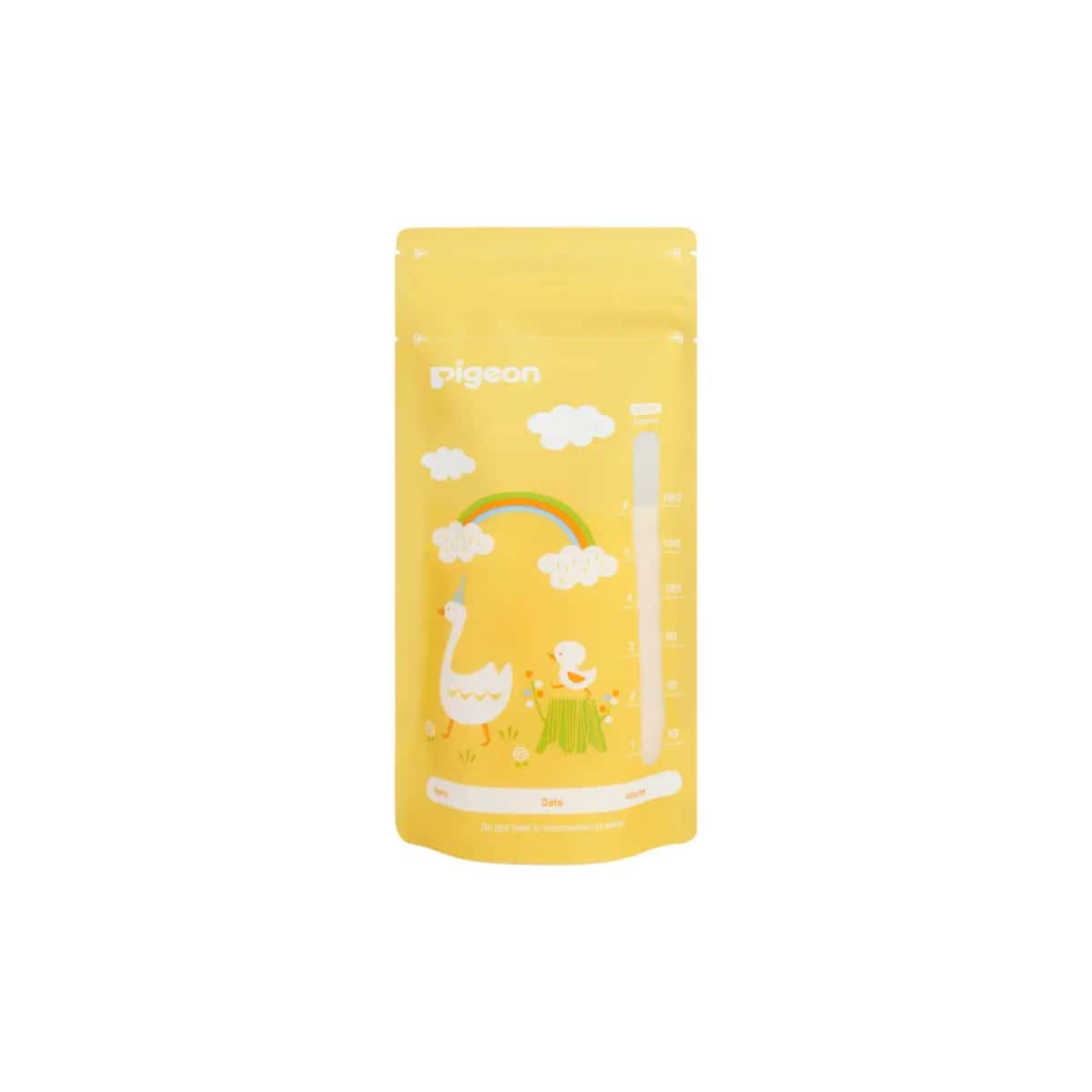 25pcs 180ml Breastmilk Storage Bags – Leak-Proof Freezer-Safe Milk Bags With Double Zipper, Pre-Sterilized Baby Milk Pouches, Easy Pour Spout, Durable & Travel-Friendly, Animal Design, Daily Pumping Essential For New Moms, Nursery Freezer Organizer, Trusted Brand, Pigeon - White - View 1