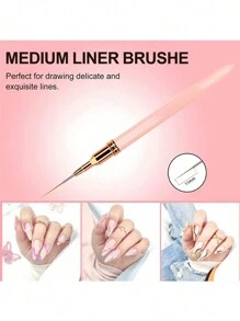 5pcs French Manicure Stripe Nail Art Painting Brush Set, UV Gel Nail Liner Brushes Kit