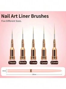 5pcs French Manicure Stripe Nail Art Painting Brush Set, UV Gel Nail Liner Brushes Kit