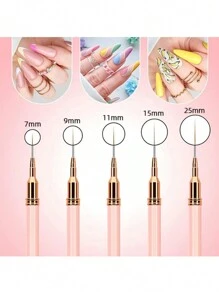 5pcs French Manicure Stripe Nail Art Painting Brush Set, UV Gel Nail Liner Brushes Kit