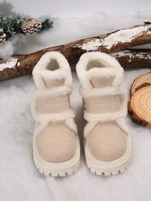 Botas de neve femininas com, espessadas, quentes, confortáveis, versáteis, casuais, esportivas, de natal, com cadarço, botas de tornozelo