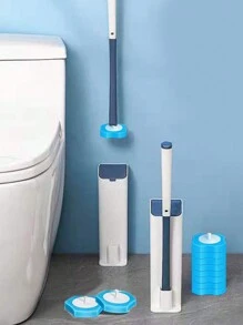 Spazzola per wc monouso con agente detergente integrato, set di spazzola per wc montata a parete, adatta per ciotole del wc, senza zone d'ombra, decorazione bagno estiva