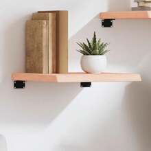 Solid Oak Wall Shelf 40x40 Cm Adjustable Untreated Wood Storage Solution For Home Decor Gifts - Brown - View 1