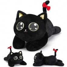 Meowtastic - Animales de peluche con peso en forma de perro en blanco y negro - Animales de peluche con peso en forma de perro de 4,5/6,0 libras - Almohada de peluche grande para perro - Lindos juguetes de peluche como regalo para niños y adultos - Negro - Ver 3