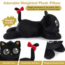 Meowtastic - Animales de peluche con peso en forma de perro en blanco y negro - Animales de peluche con peso en forma de perro de 4,5/6,0 libras - Almohada de peluche grande para perro - Lindos juguetes de peluche como regalo para niños y adultos - Negro - Ver 4