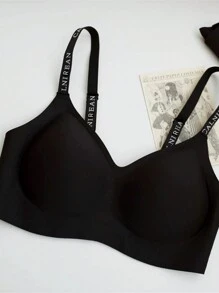 Non-Underwire Jelly Soft Support Camisole Lettered Shoulder Strap Anti-Sagging Racerback Seamless Bra