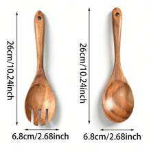 2/1pc Rosewood Salad Serving Utensil Set,School Supplies - Brown - View 9