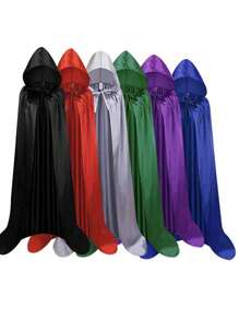 1pc Wizard Hooded Cloak Cape, Cosplay Devil Costume Prop For Party, Masquerade, Robe Halloween - Multicolor - View 2