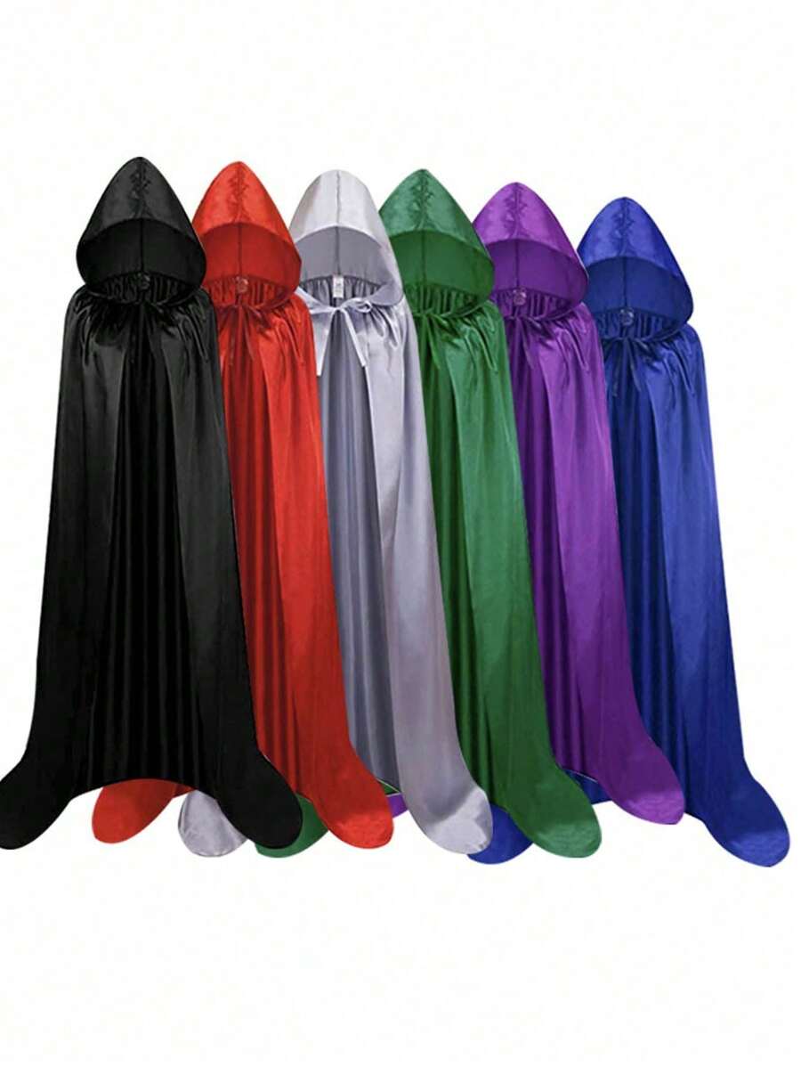 1pc Wizard Hooded Cloak Cape, Cosplay Devil Costume Prop For Party, Masquerade, Robe Halloween