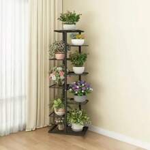 Estantería metálica multiusos de 8 niveles y 9 macetas - Portaplantas decorativo para interiores/exteriores, organizador de estantes con niveles para sala de estar, dormitorio, balcón - Perchero de plantas de decoración del hogar resistente - Multicolor - Ver 3