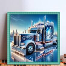 1 Set 5D Rund-Diamant-Malset - Winter Eislaufszene, Transportthema, Vollbohrer-Leinwand, einfaches DIY-Handwerk, toll für die Heimdekoration