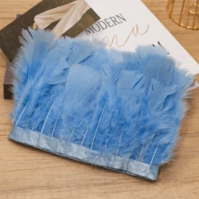 1 yarda de Ribete de tela con plumas de pavo totalmente emplumadas de estilo clásico, accesorio DIY hecho a mano y colorido para decoración de Halloween, fiesta festiva, boda, disfraz de baile, bolso, tocado, decoración de manga