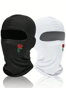 2 szt./1 szt. Uniwersalna maska na twarz do jazdy na rowerze na cztery pory roku, z nadrukiem w czerwone róże, oddychająca, elastyczna, wygodna, szybkoschnąca, kominiarka, wiatroszczelna, pyłoszczelna, z filtrem przeciwsłonecznym, maska na szyję, walentynkowe maski narciarskie
