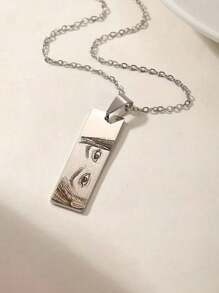1 pieza Collar personalizado con foto de acero inoxidable, joyería personalizada con diseño único de ojo humano, regalo de aniversario perfecto para novio, regalo ideal para parejas