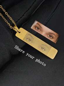 1 pieza Collar personalizado con foto de acero inoxidable, joyería personalizada con diseño único de ojo humano, regalo de aniversario perfecto para novio, regalo ideal para parejas