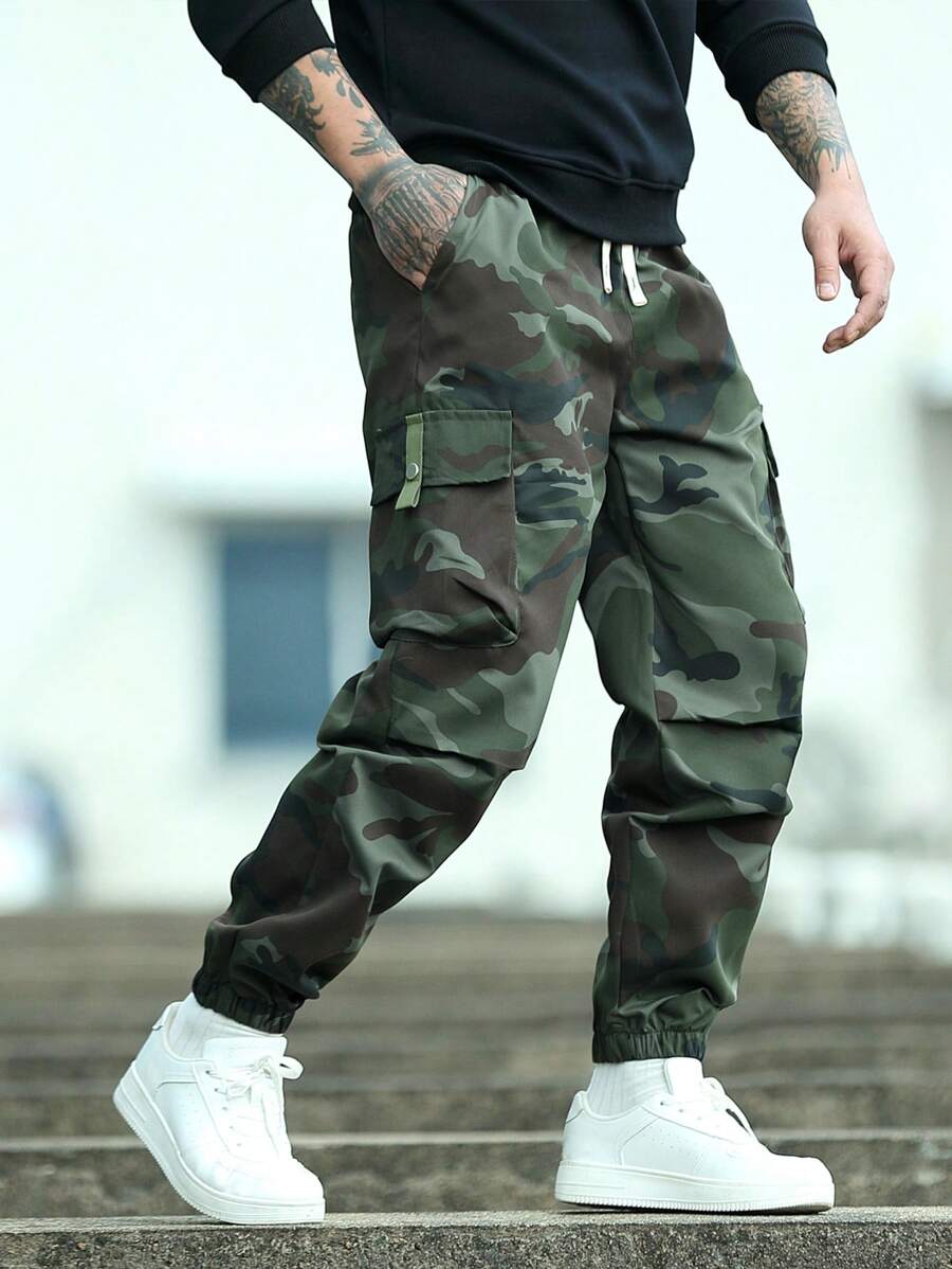 New Fashion Casual Loose Camouflage Cargo Pants For Men, Spring/Summer - Army Green - View 1