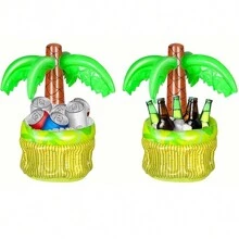 1/2 Pcs Large Inflatable Coconut Ice Bucket, Inflatable Water Sport Accessories, Inflatable Palm Tree Drink Holder, Suitable For Water Parties, Pool Parties, PVC Coconut Tree New Year Gift, Beach Essentials, Beach Accessories, Pool Float - Green - View 6