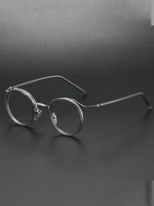 1 副男士复古圆形金属框架时尚透明镜片眼镜，适合日常佩戴、电脑、游戏、日常使用 - 彩色 - 查看 11