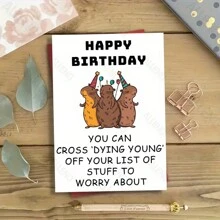 Tarjeta de cumpleaños de Capibara divertida para amigos y hermanos - Tarjeta de saludo humorística "Quítate de morir prematuramente" con sobre y pegatinas de amor - Papel de alta calidad, idea de regalo creativa y única - Multicolor - Ver 4
