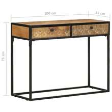 Solid Wood Console Table 100cm X 35cm X 75cm Rustic Entryway Furniture - Brown - View 7