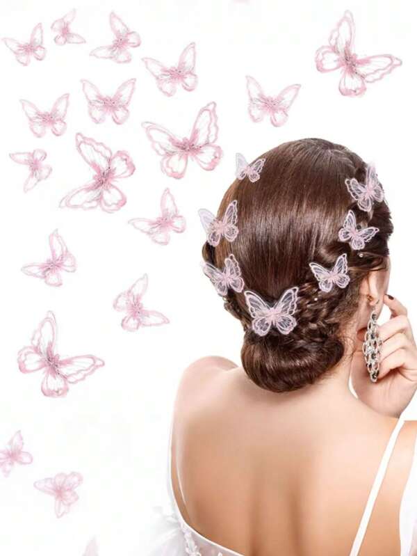 6/12 pièces Pinces à cheveux avec nœud en dentelle, accessoires de cheveux romantiques pour la Saint-Valentin, polyvalents pour l'intérieur/extérieur, convenant pour les concerts, fêtes, mariages, séances photos, ornements de cheveux en forme de papillon