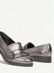 Mocassins à franges pour femmes, casual mode pour un port quotidien - Gris - Voir 2