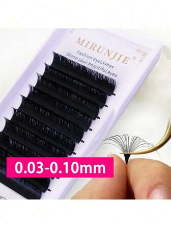 10Rows D Curl 0.03-0.10mm Matte Dark Black Easy Fan Lashes Volume Extension Mega Eyelashes Blooming Fans Eyelash Extension Cilios MIRUNJIE