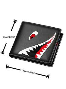 Men's Compact Wallet With Money Clip - Stylish Cartoon Design, Multi-Card Holder & Coin Purse, Black - Black - View 2