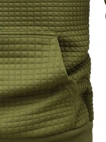 Men's Jacquard Pullover Sweatshirt, Sports Top With Pockets And Ribbed Hem, Spring/Autumn - Mint Green - View 5