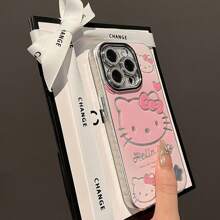 Sanrio Lens Circle Glitter Pink, lśniący uroczy Hello Kitty Cat etui na telefon wysokiej klasy kompatybilne z iPhone 16/15/14/13/12/11/7 Plus/XSMax/XS/XR wykwintne etui ochronne