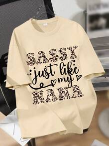 2pcs/Set Tween Girls' Casual Chic Leopard Print & Letter Graphic Crew Neck Short Sleeve T-Shirt And Shorts Set, Spring/Summer New Arrivals - Multicolor - View 3