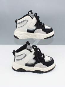 1 Pair Boys Colorblock Casual High-Top Fashion Sports Sneakers